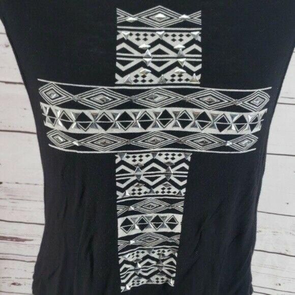 Ocasion Black Cross sleeveless cutout large Shirt‎ - Picture 3 of 7